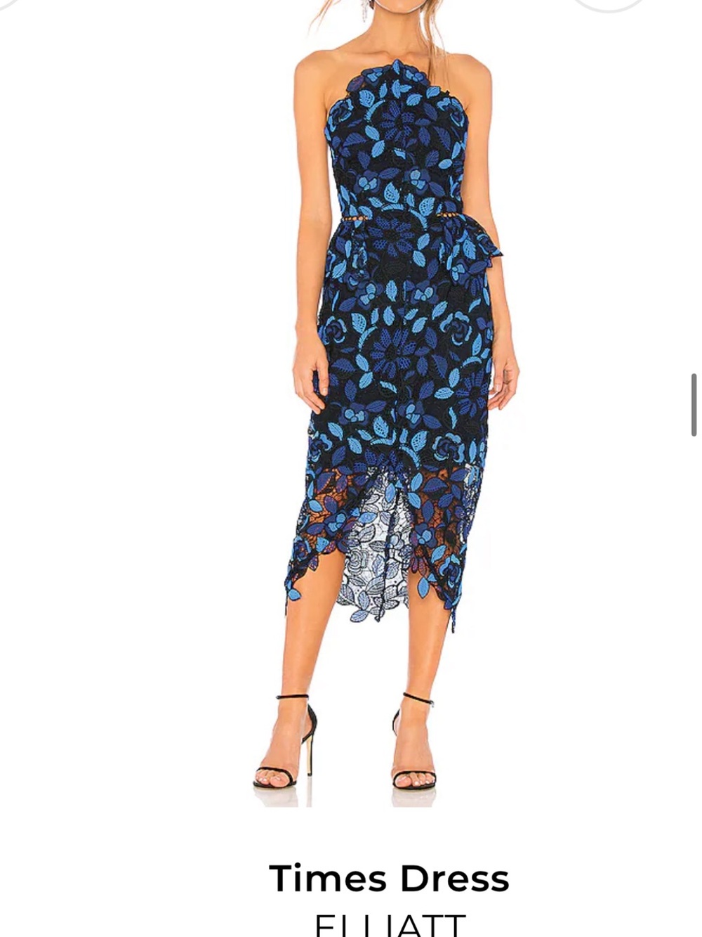 Elliatt Navy and Bright Blue Lace Midi Dress